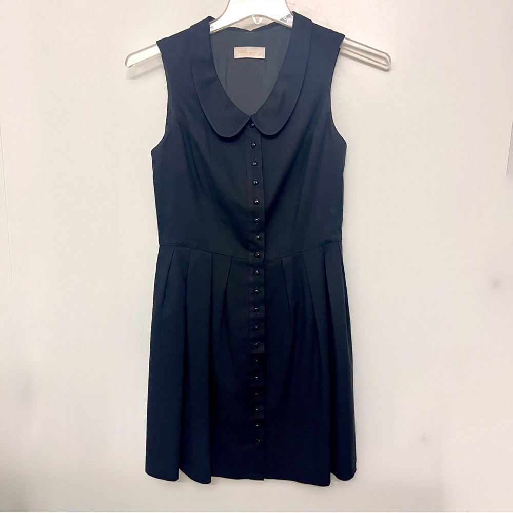 Erin Fetherston Black Sleeveless Dress designer Peter Pan collar size 4